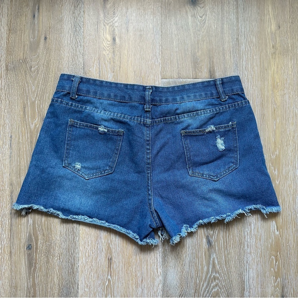 Distressed Denim Jorts High Waist Daisy Dukes Cutoff Jean Shorts Retro Cowgirl - Picture 3 of 8